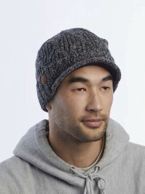 Coal The Yukon Brim Cable Knit 100% Wool Beanie Adult OS Black Marl (Dark Gray)